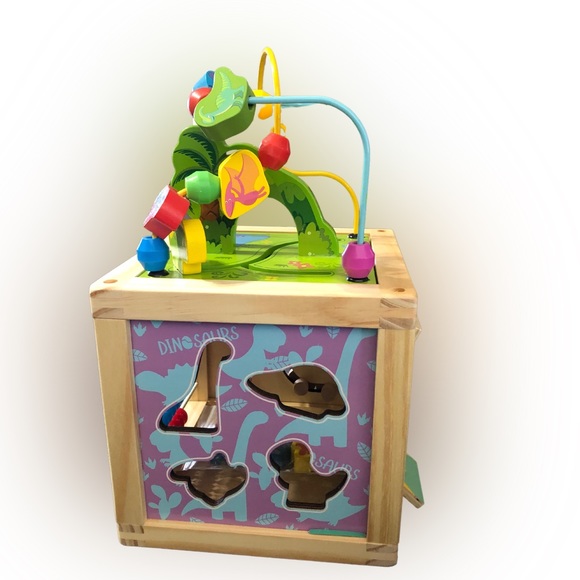 NIB - 6-in-1 Wooden Baby Activity Cube Montessori Toys Dinosaur Play Center - Picture 3 of 10